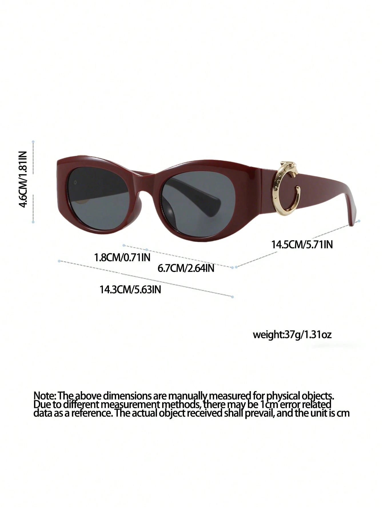 Casual Retro Burgundy Sunglasses