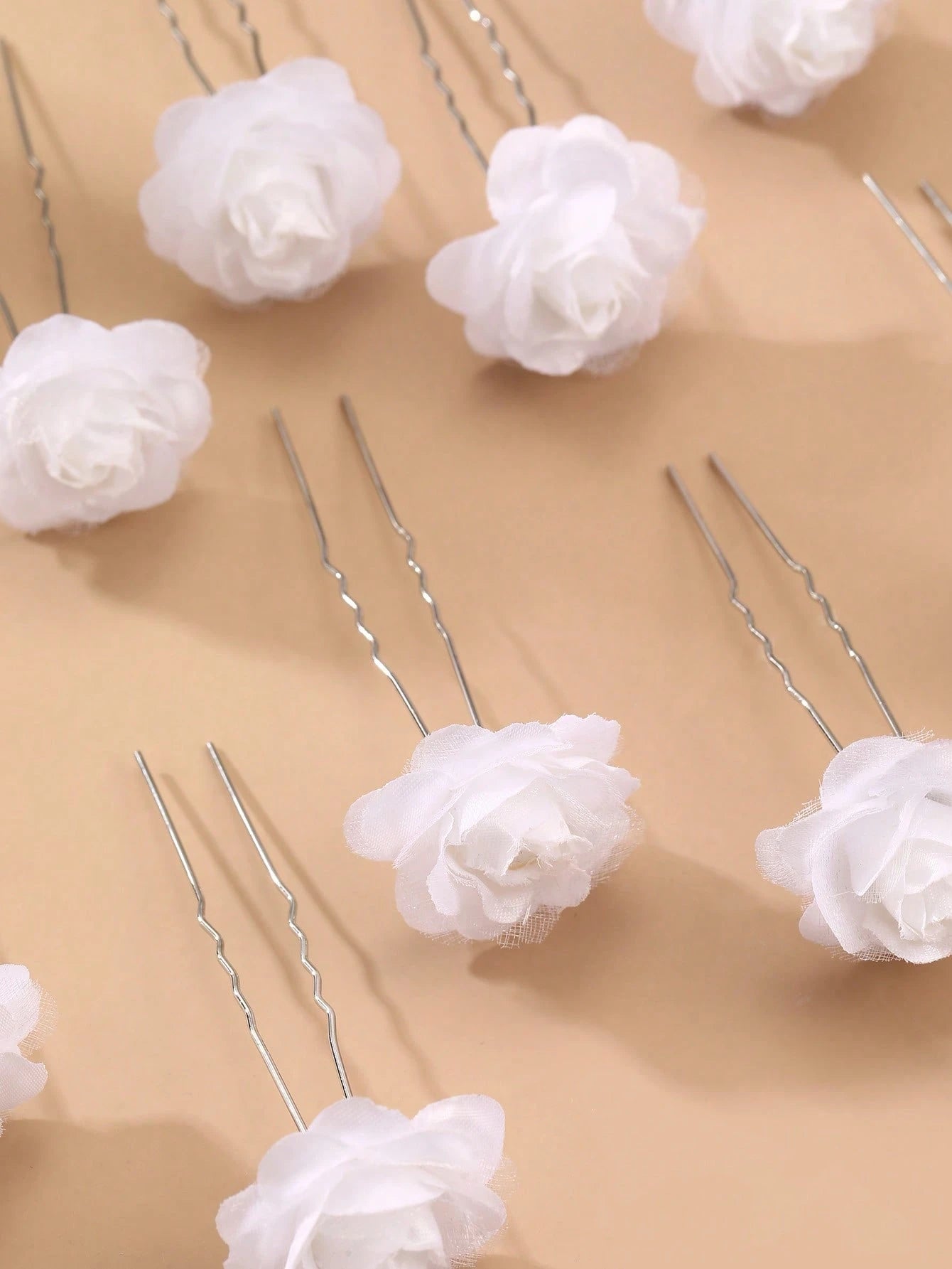 10pc White Rose Flower Hair Clips