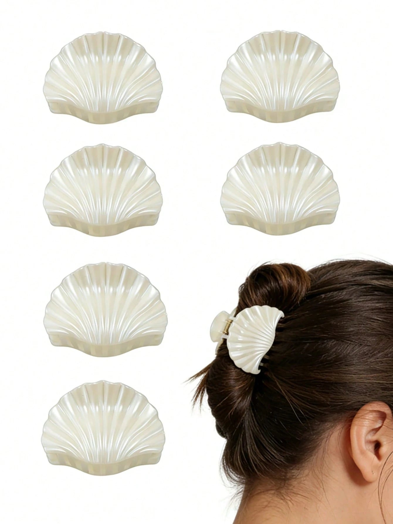 6pcs Acrylic Shell Hair Claws Set