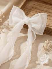 1pc Pearl Decor Bow Hair Clip - www.thetreasurebox.me