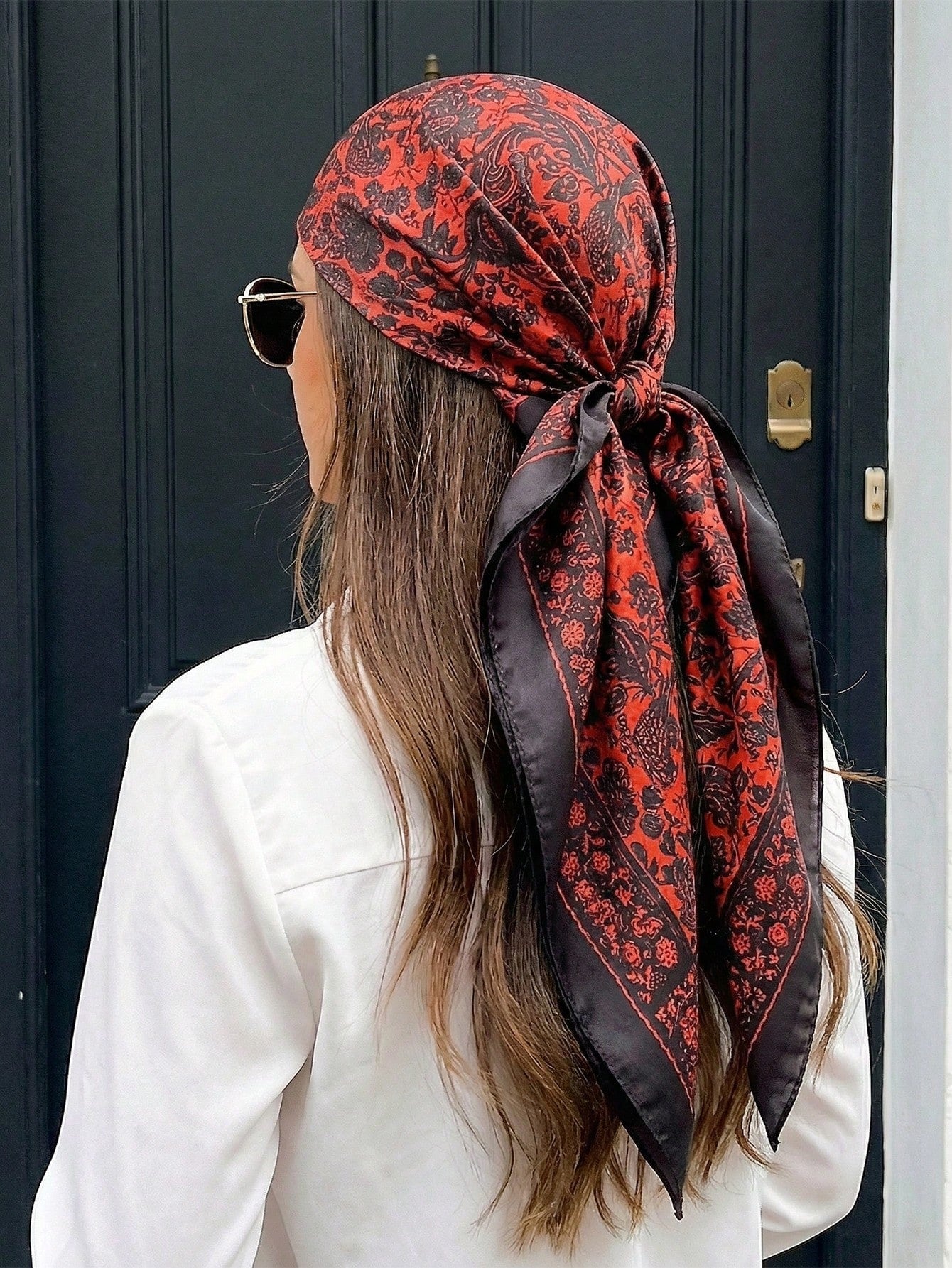 1pc Minimalist Printed Satin Neckerchief