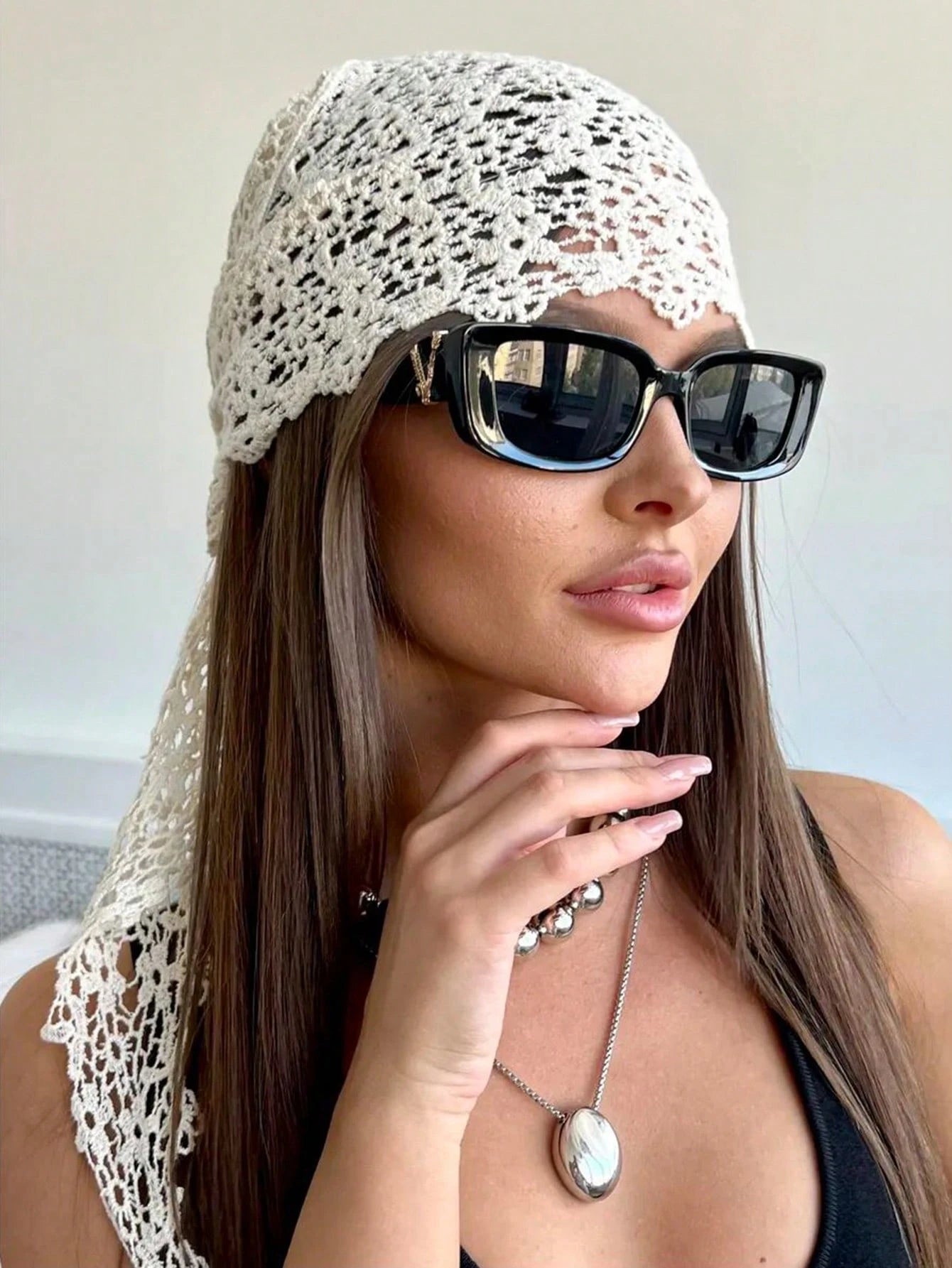 1pc Floral Lace Scarf Headscarf
