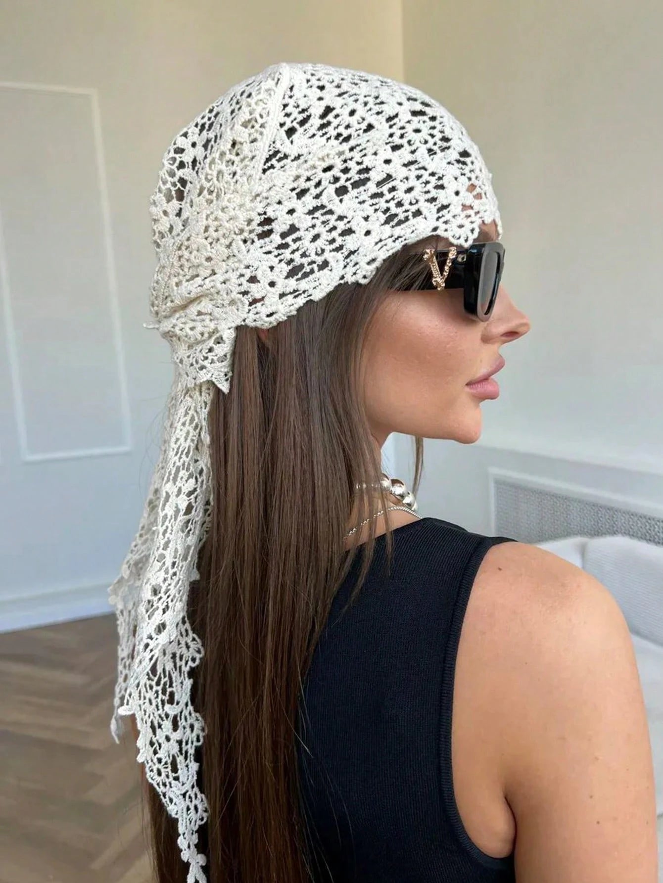1pc Floral Lace Scarf Headscarf