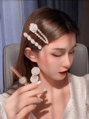 5pcs Women Pearl & Rhinestone Hair Clip Set