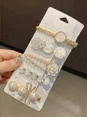5pcs Women Pearl & Rhinestone Hair Clip Set