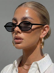Leopard Print Oval PC Frame Vintage Runway Sunglasses