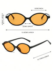 Leopard Print Oval PC Frame Vintage Sunglasses