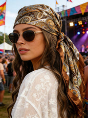 1pc Vintage Paisley Pattern Square Satin Scarf