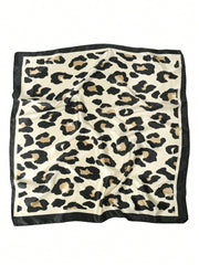 1pc Vintage Leopard Print Silk Scarf