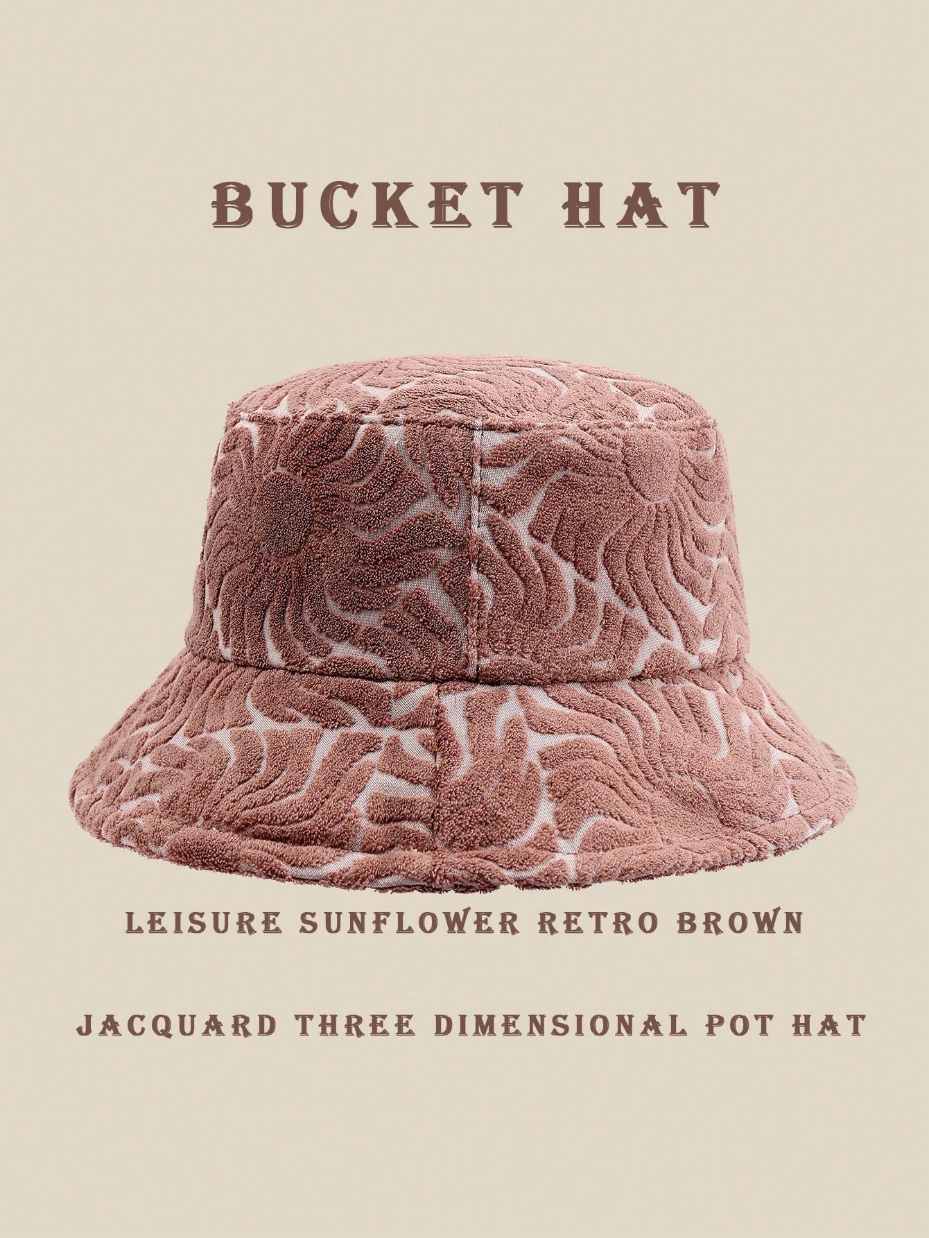 1pc Casual Sunwave Polyester Seashell Jacquard Decor Bucket Hat