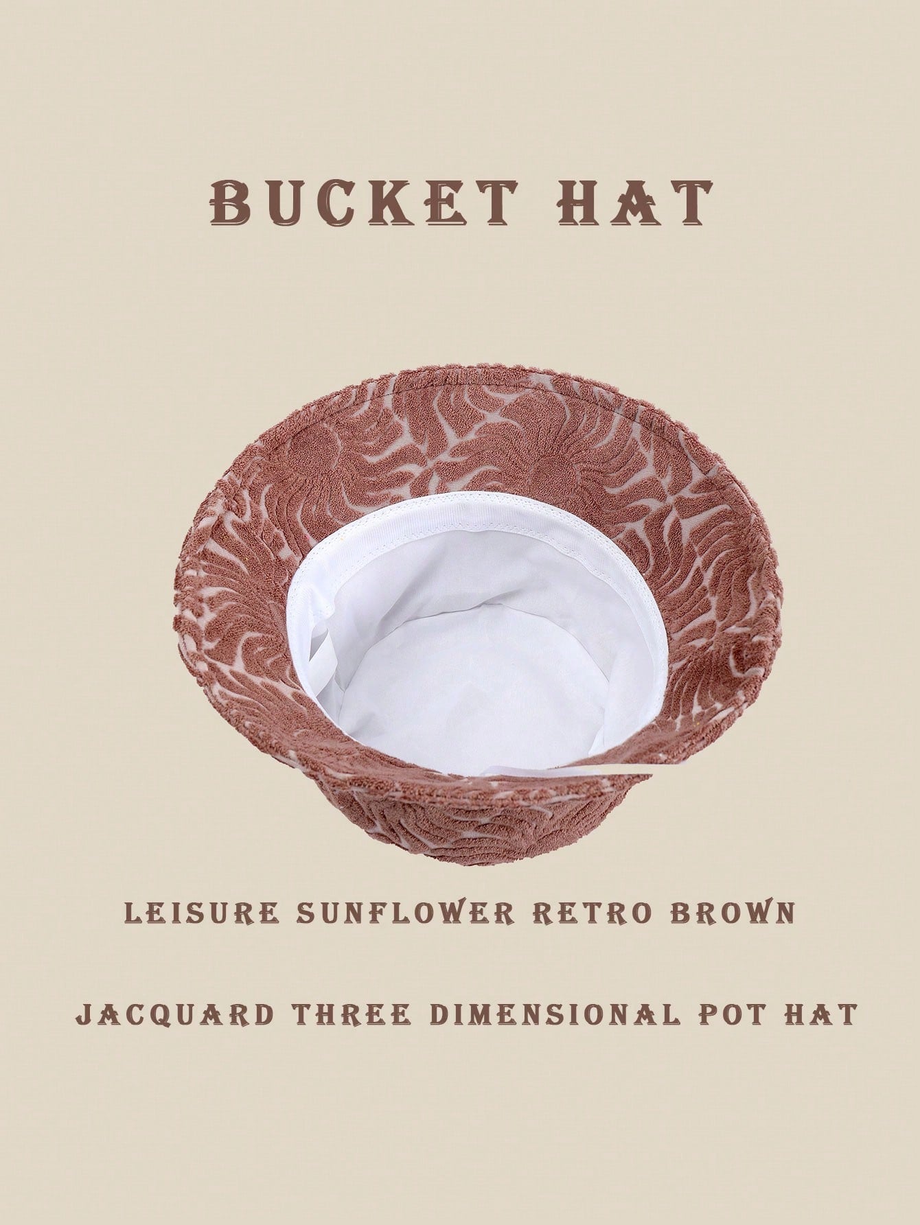 1pc Casual Sunwave Polyester Seashell Jacquard Decor Bucket Hat