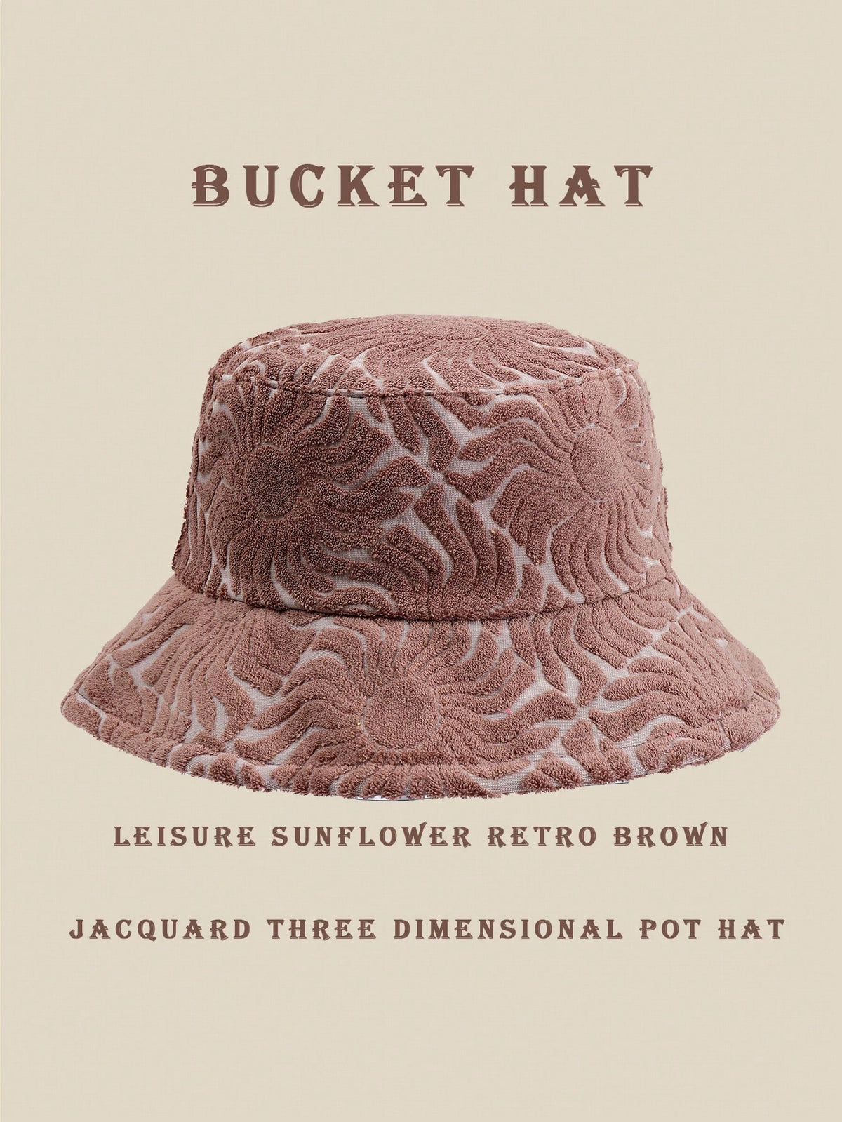 1pc Casual Sunwave Polyester Seashell Jacquard Decor Bucket Hat