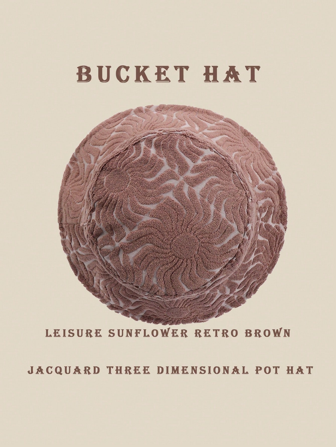 1pc Casual Sunwave Polyester Seashell Jacquard Decor Bucket Hat