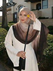 1PC Casual Khaki Brown Gradient Headscarf
