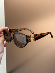 1pc Leopard Print Tortoiseshell Oval Frame Glasses