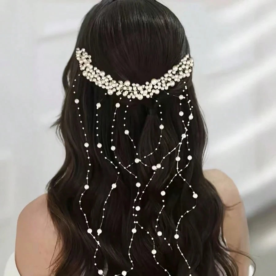 Multi-Layer Faux Pearl Tassel Hair