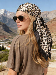 1pc Leopard Print Satin Square Scarf