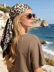 1pc Leopard Print Satin Square Scarf