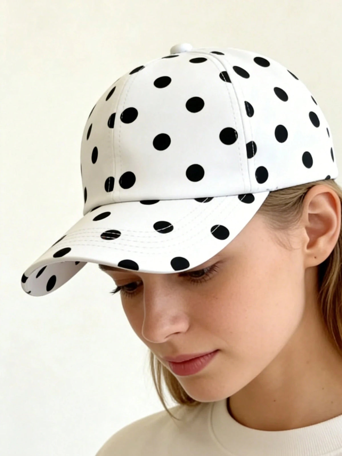 1pc Black & White Breathable Thin Baseball Cap