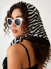 1pc Zebra Print Twill Square Scarf