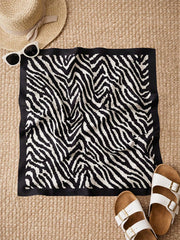 1pc Zebra Print Twill Square Scarf