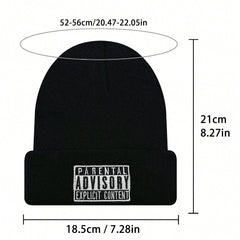 1pc Knitted Beanie Hat With Embroidered Letter