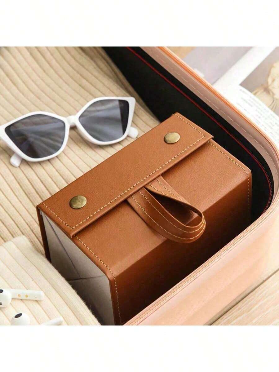 Anti Stress Folding Glasses Case - Brown Two Grid