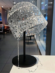 Sequin Mesh Pendant Breathable Layered Hat