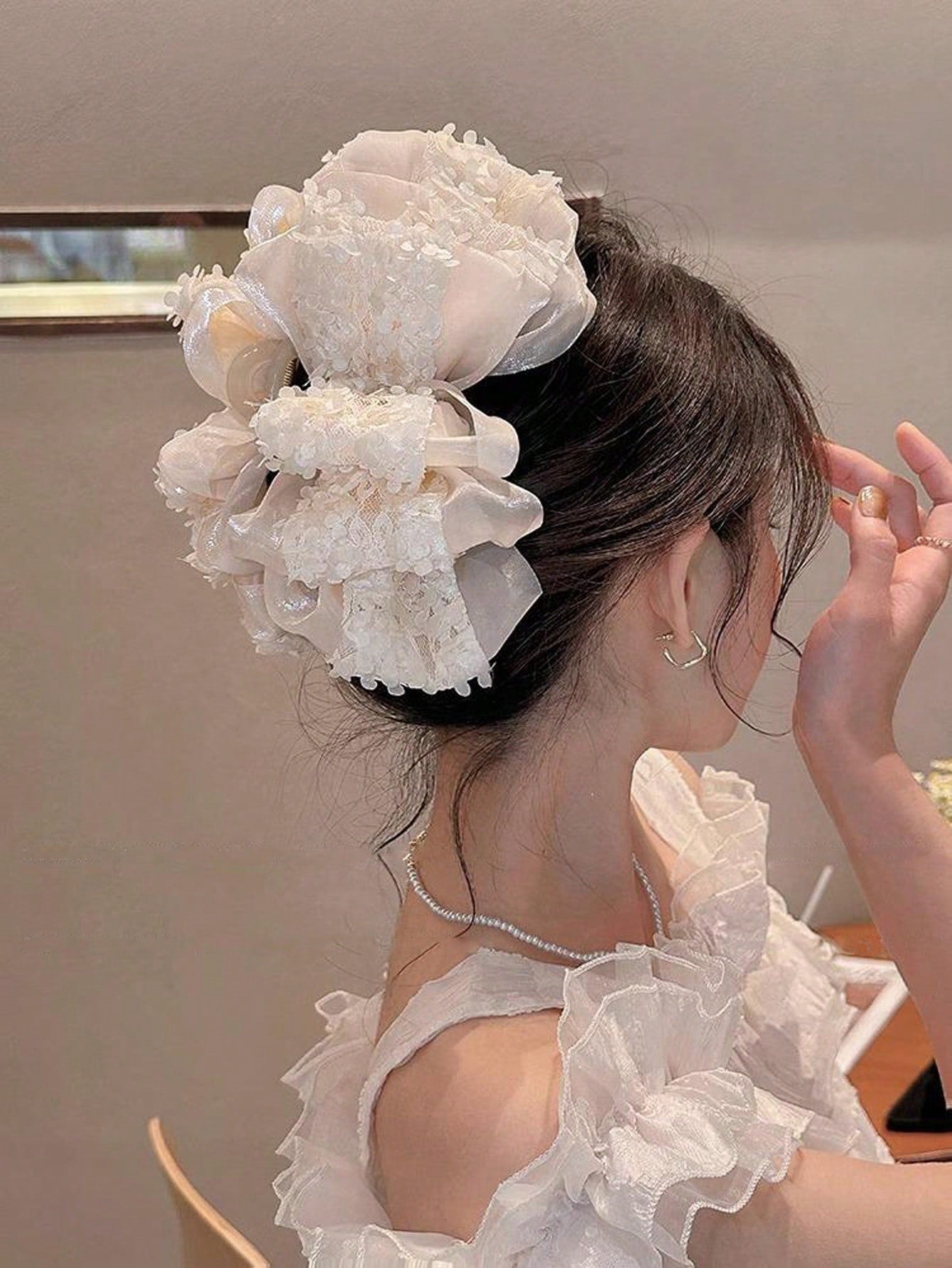 1pc Floral Large Multi-Layer Bowknot Hair Clip