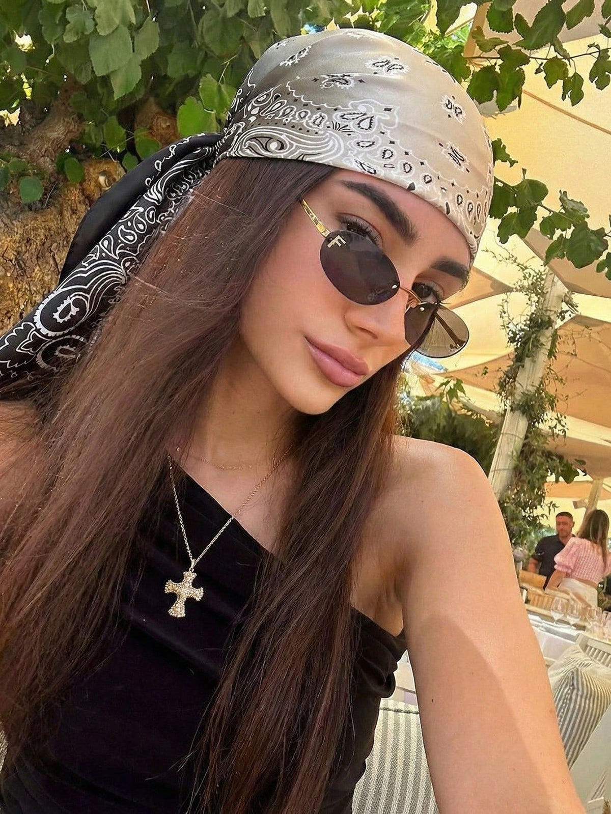 1pc Bohemian Style Paisley Dual-Color Printed Bandana
