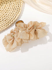 Oversized Organza Bow Hair Clip Brown