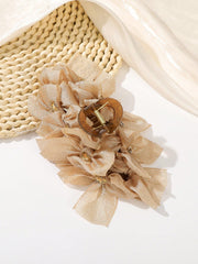 Oversized Organza Bow Hair Clip Brown