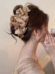 Oversized Organza Bow Hair Clip Brown