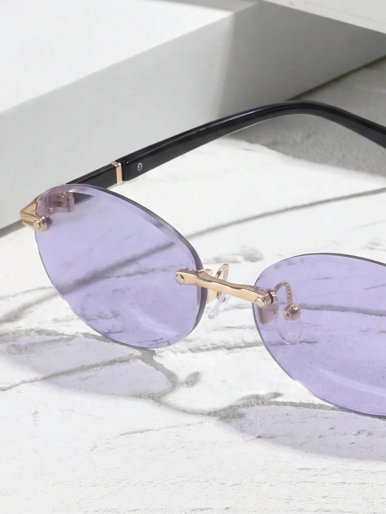 Metal Oval Purple Fashion Sunglasses