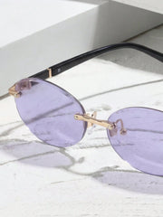 Metal Oval Purple Fashion Sunglasses