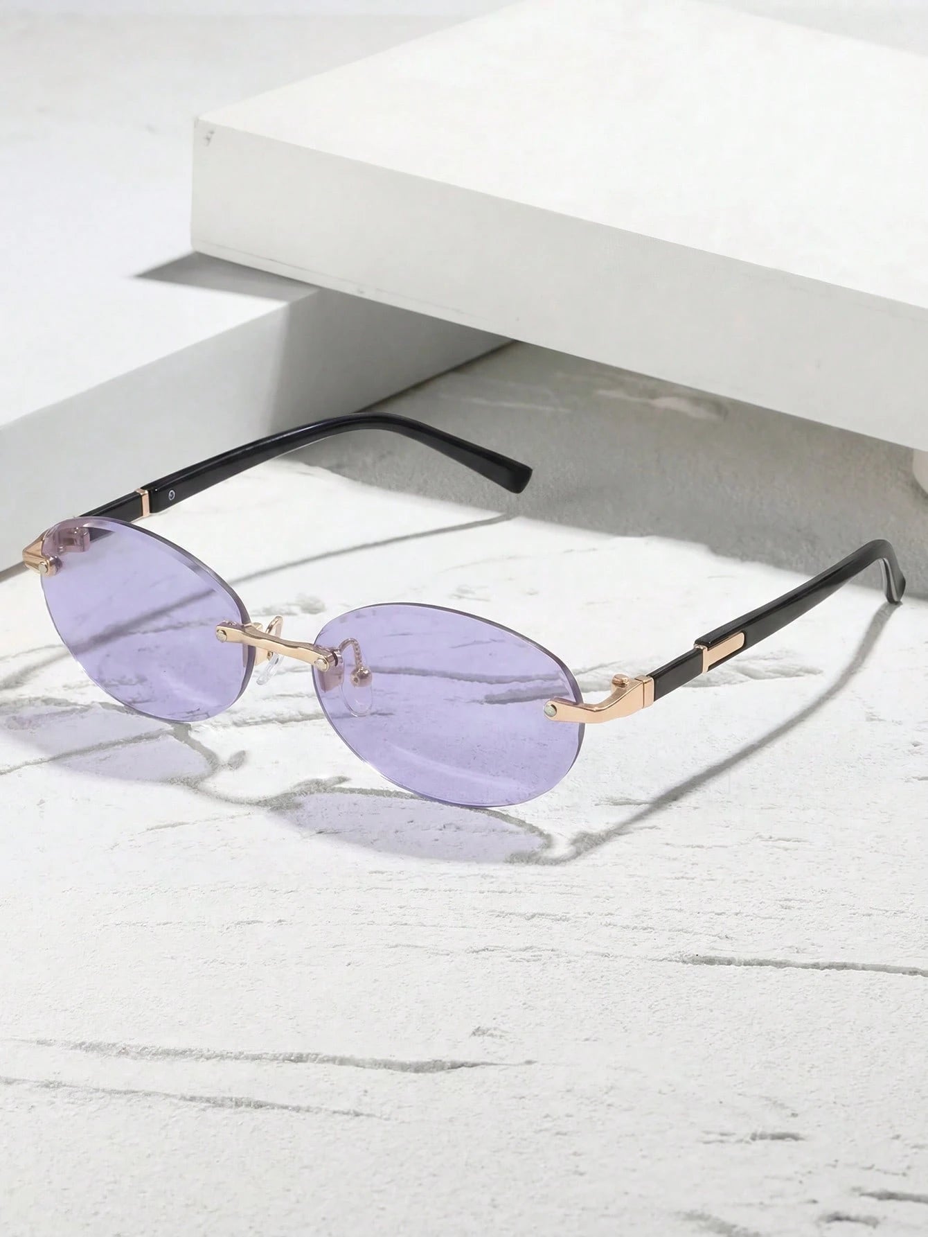 Metal Oval Purple Fashion Sunglasses