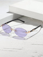 Metal Oval Purple Fashion Sunglasses
