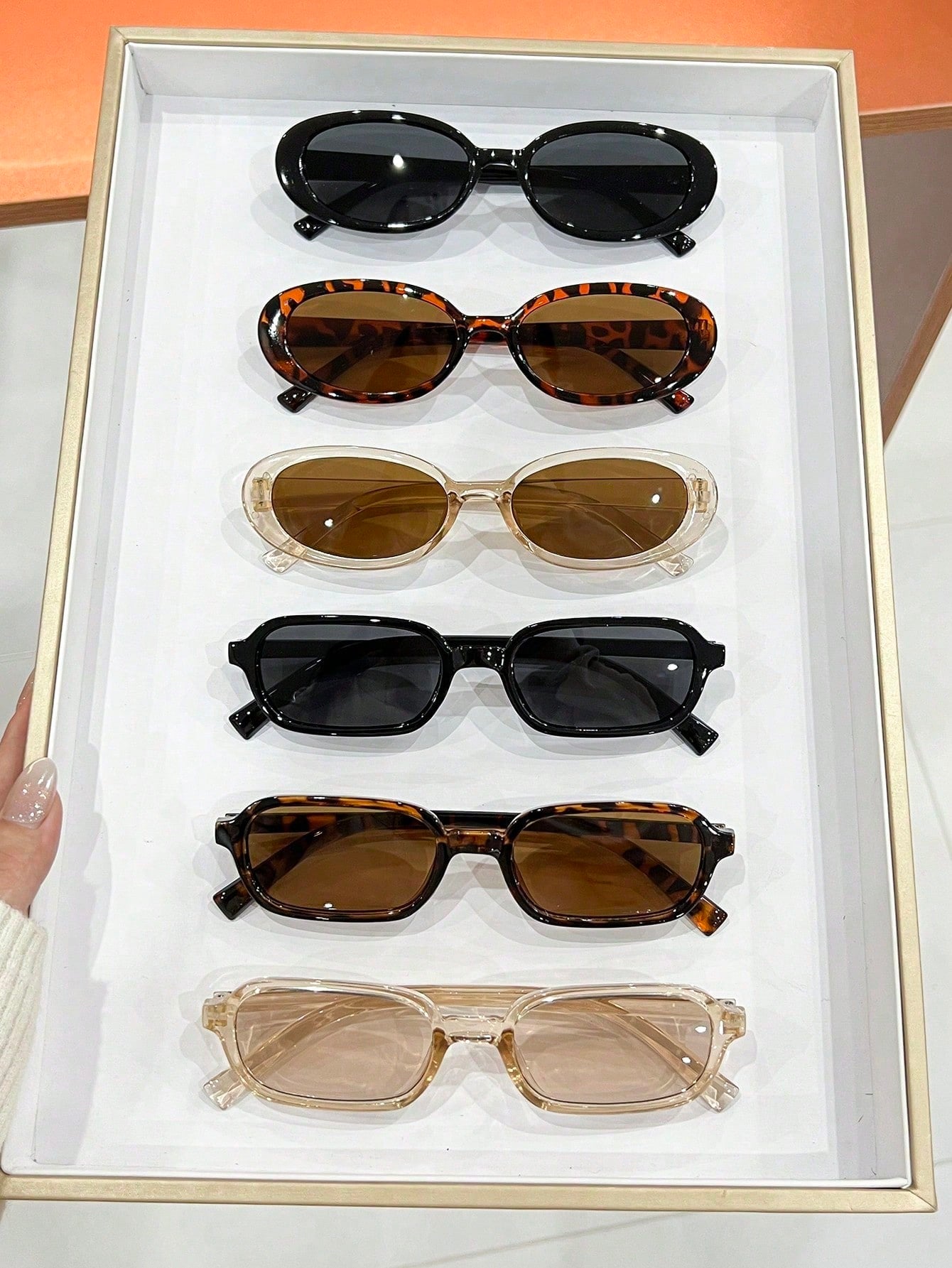 6pcs Vintage Retro Oval Glasses Set