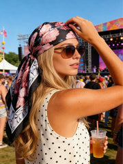 1pc Floral Print Square Scarf