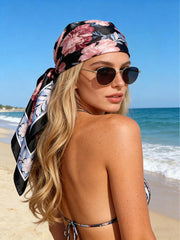 1pc Floral Print Square Scarf