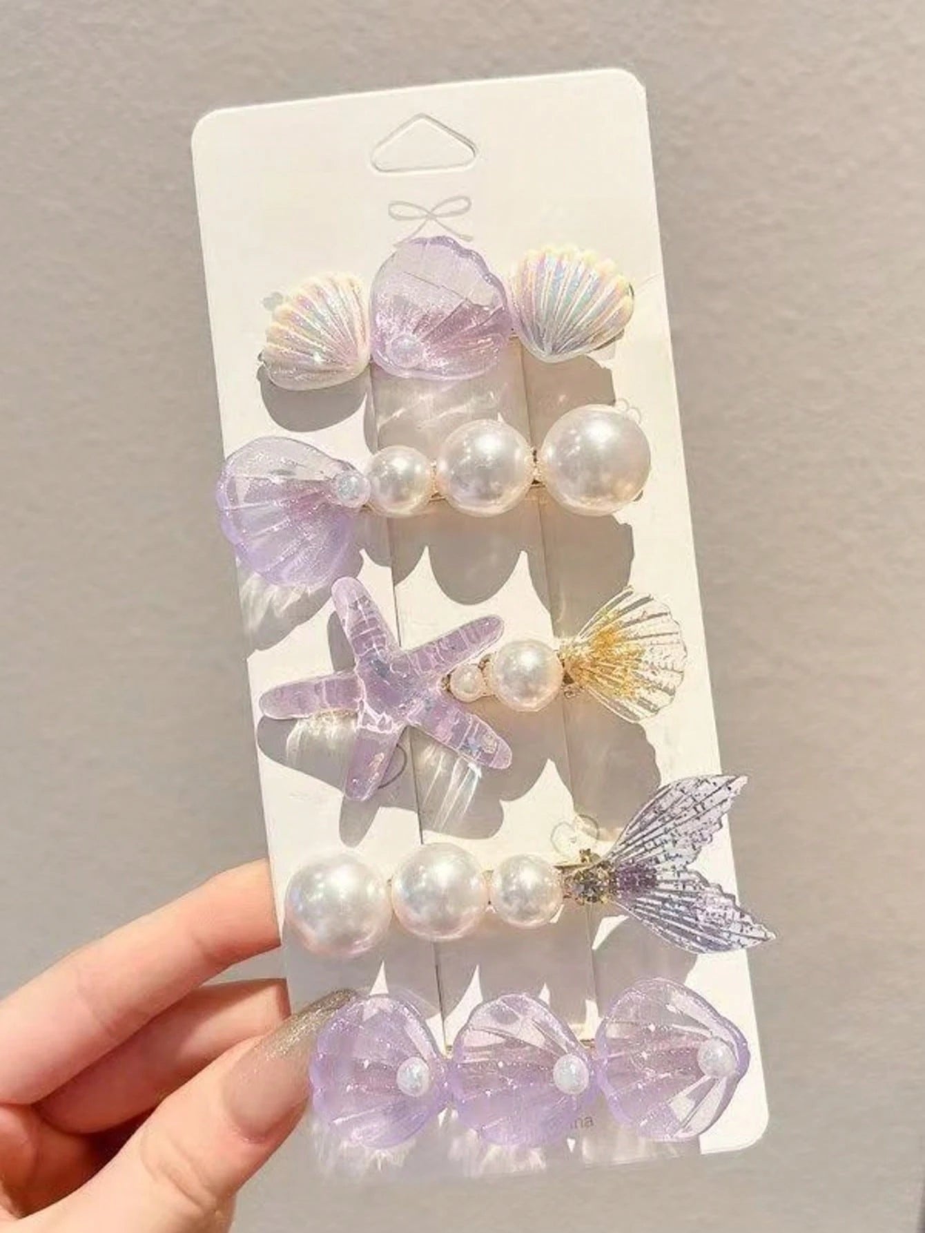 5pcs Women White Starfish Shell Mermaid Tail Hair Clips