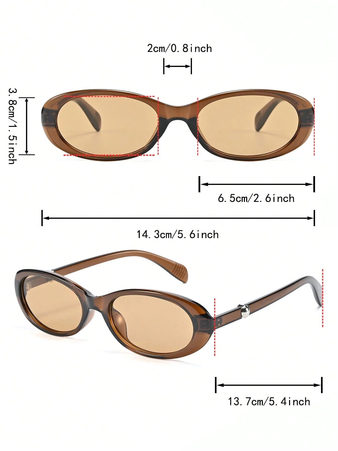 1pc Oval Transparent Tinted Sunglasses