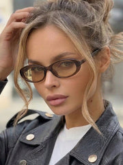 1pc Oval Transparent Tinted Sunglasses