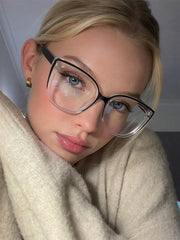 Large Frame Cat Eye Clear Lens Glasses