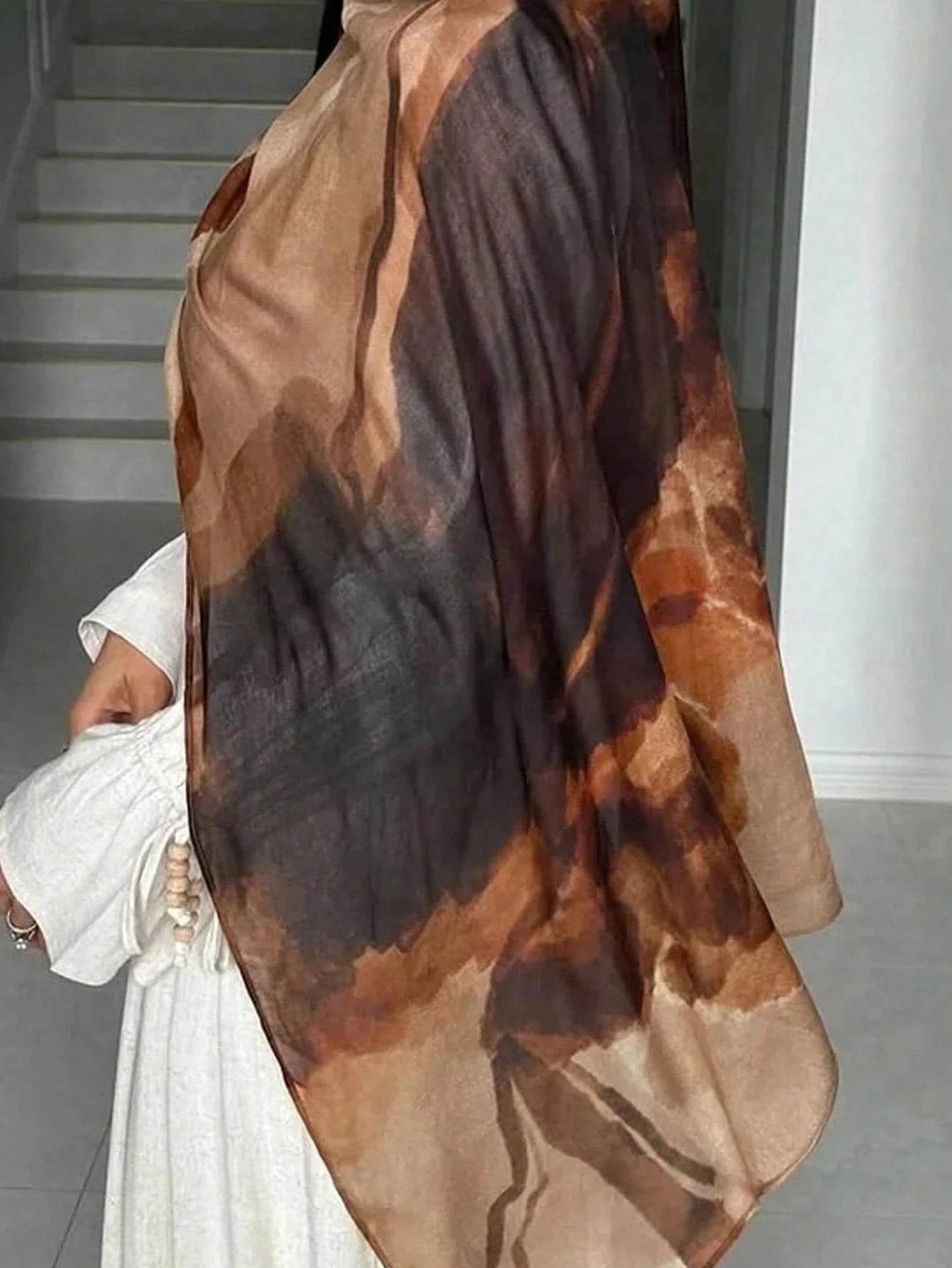 1pc Marble Tie-Dye Hijab Scarf, Printed Hijab