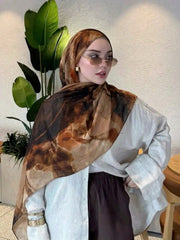 1pc Marble Tie-Dye Hijab Scarf, Printed Hijab
