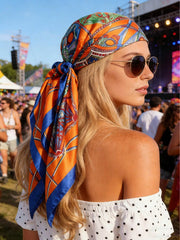 1pc Orange Chain Print Scarf