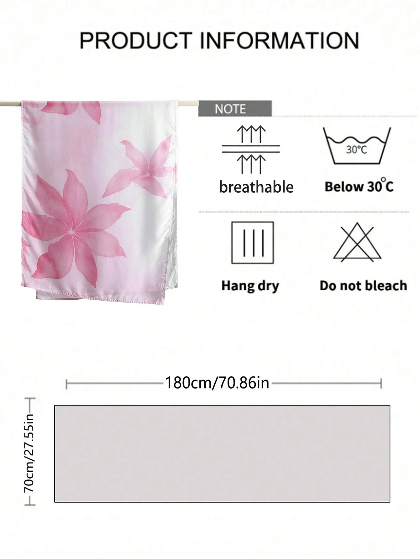 1pc Watercolor Sakura Tie Dye Print Hijab