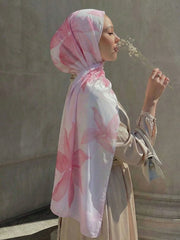 1pc Watercolor Sakura Tie Dye Print Hijab