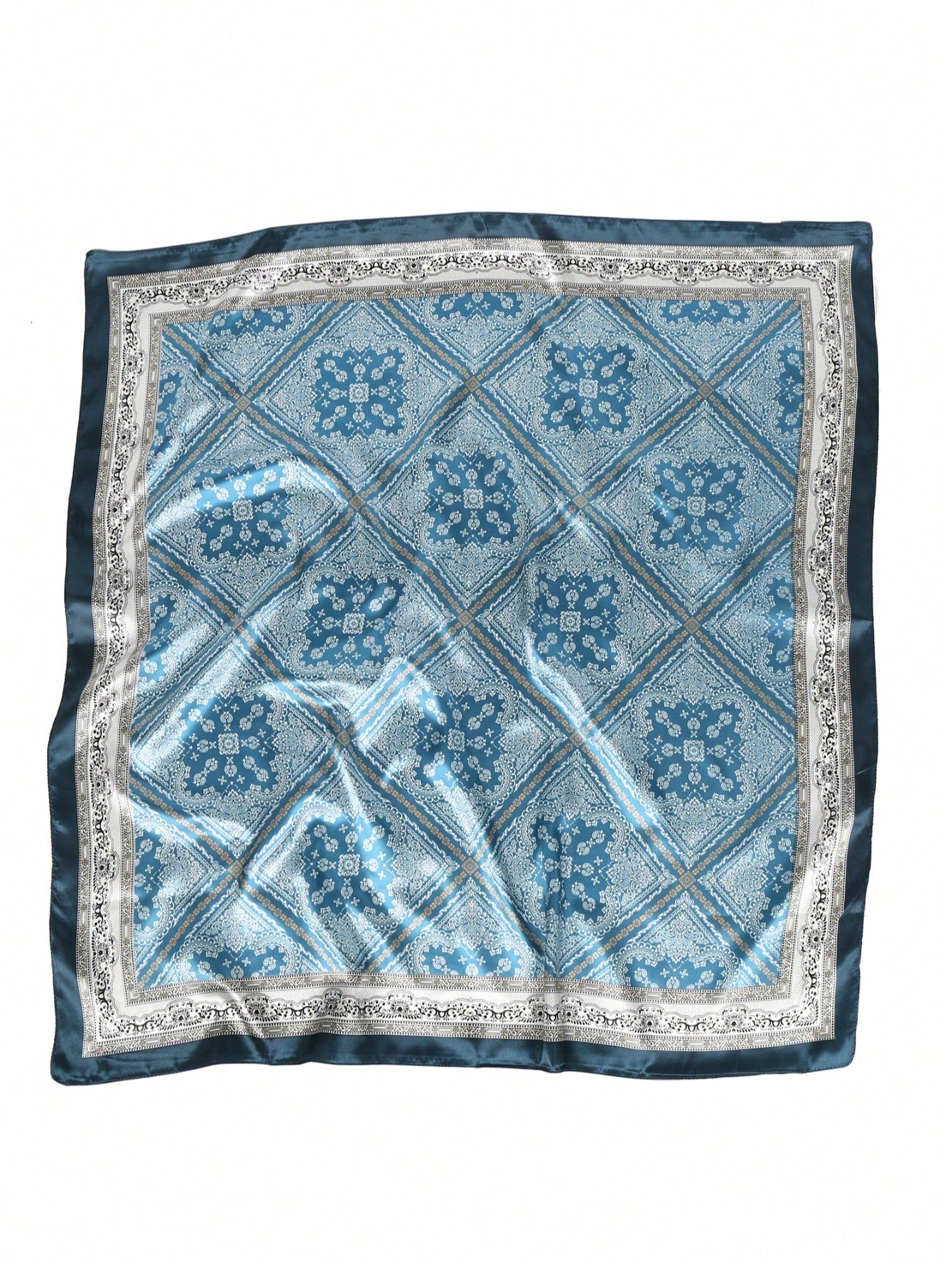 1pc Blue Silk Summer Casual Headscarf